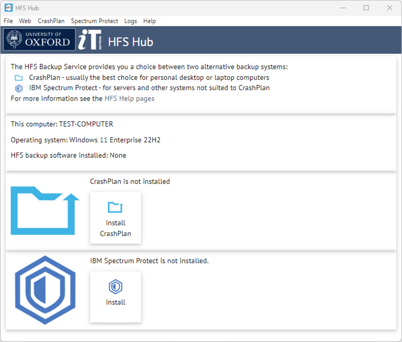 HFS Hub home screen HFS Hub home screen