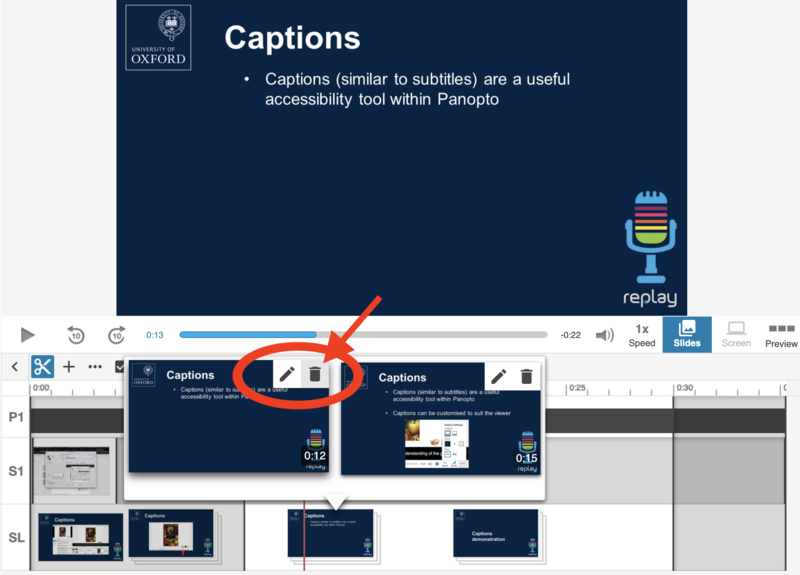 Image highlighting the slide's bin icon on the timeline