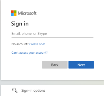 Modern authentication Microsoft sign in screenshot